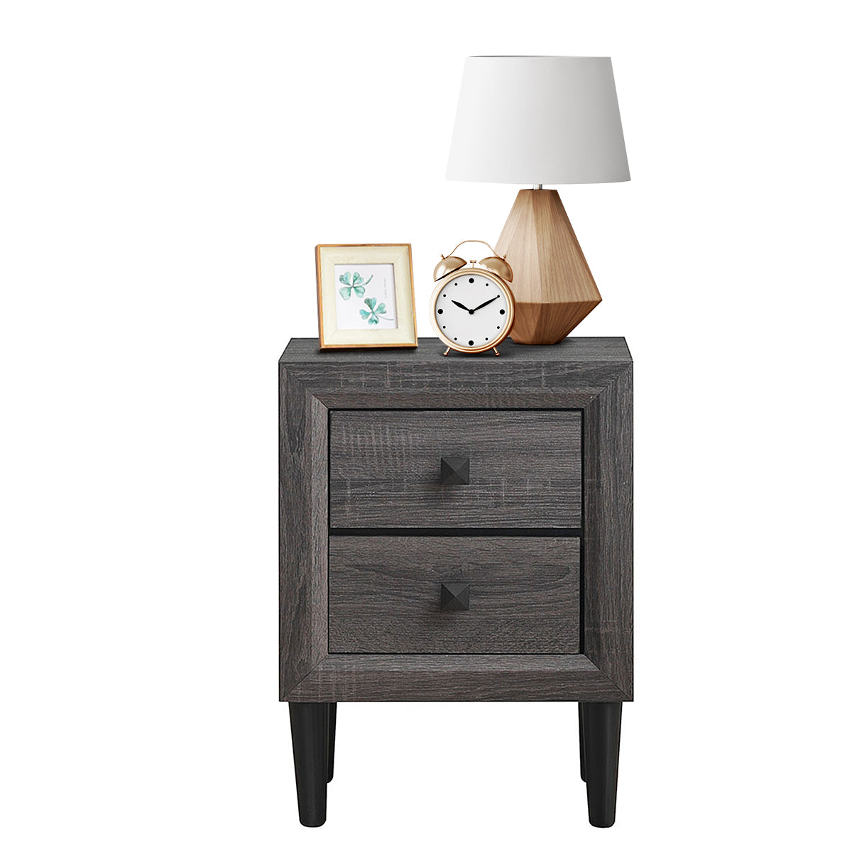 Topbuy Nightstand Beside Table W/Drawer Retro Grey Night Table House Furniture