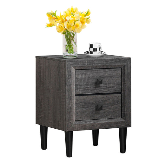 Topbuy Nightstand Beside Table W/Drawer Retro Grey Night Table House Furniture