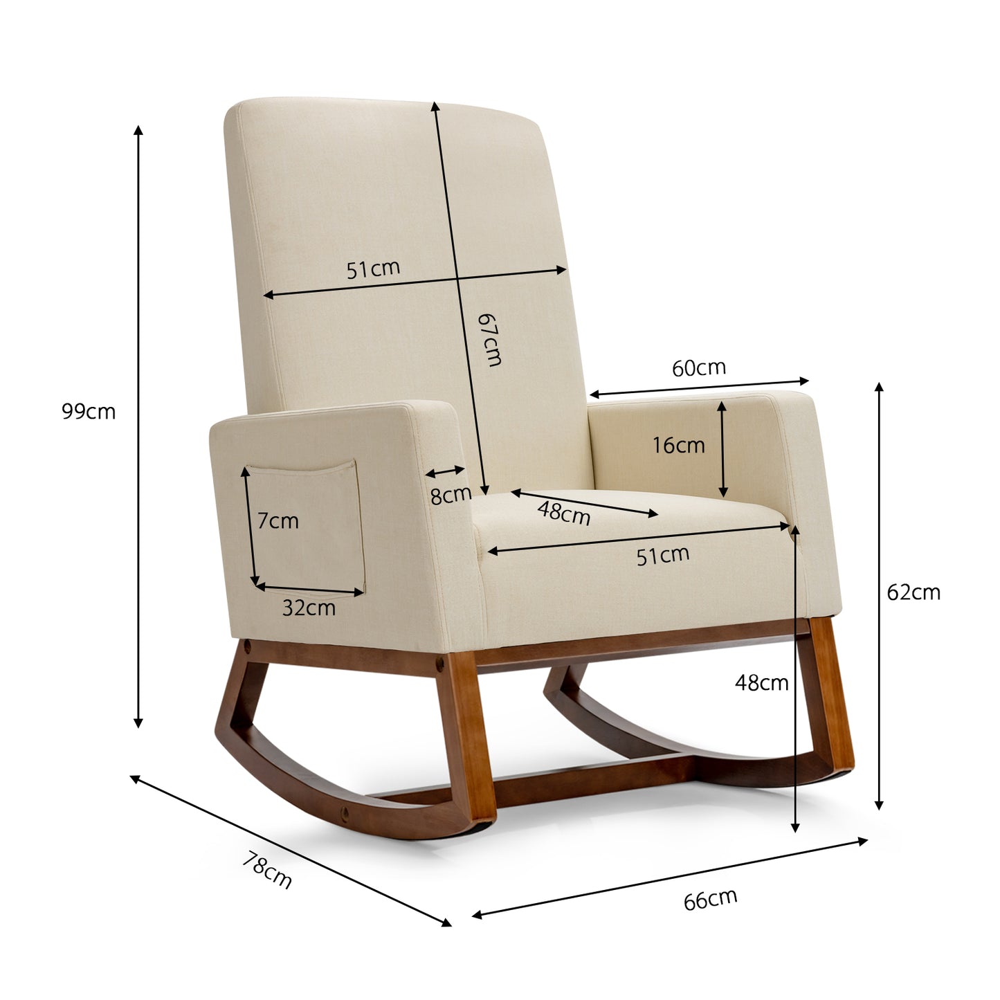 Topbuy Rocking Chair Comfortable Rocker Modern High Back Armchair