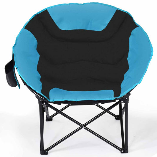 Topbuy Moon Saucer Camping Chair Cup Holder Steel Frame Folding Padded Seat w/Carry Bag