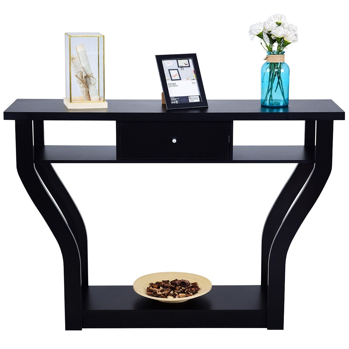 Topbuy Modern Console Table Entryway Table Elegant Side Table w/ Drawer and Shelf