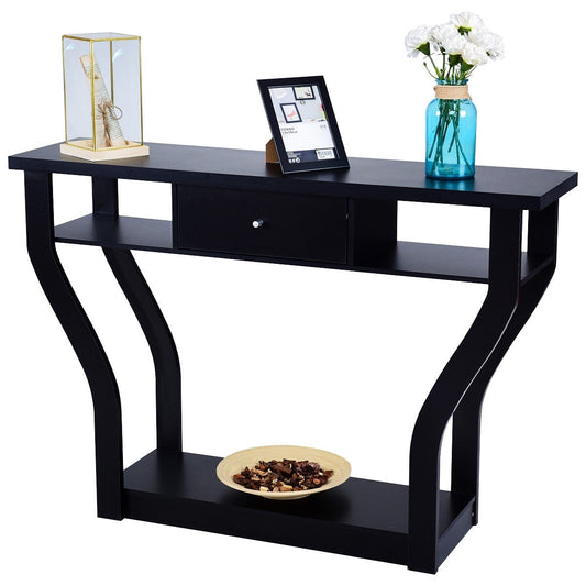 Topbuy Modern Console Table Entryway Table Elegant Side Table w/ Drawer and Shelf