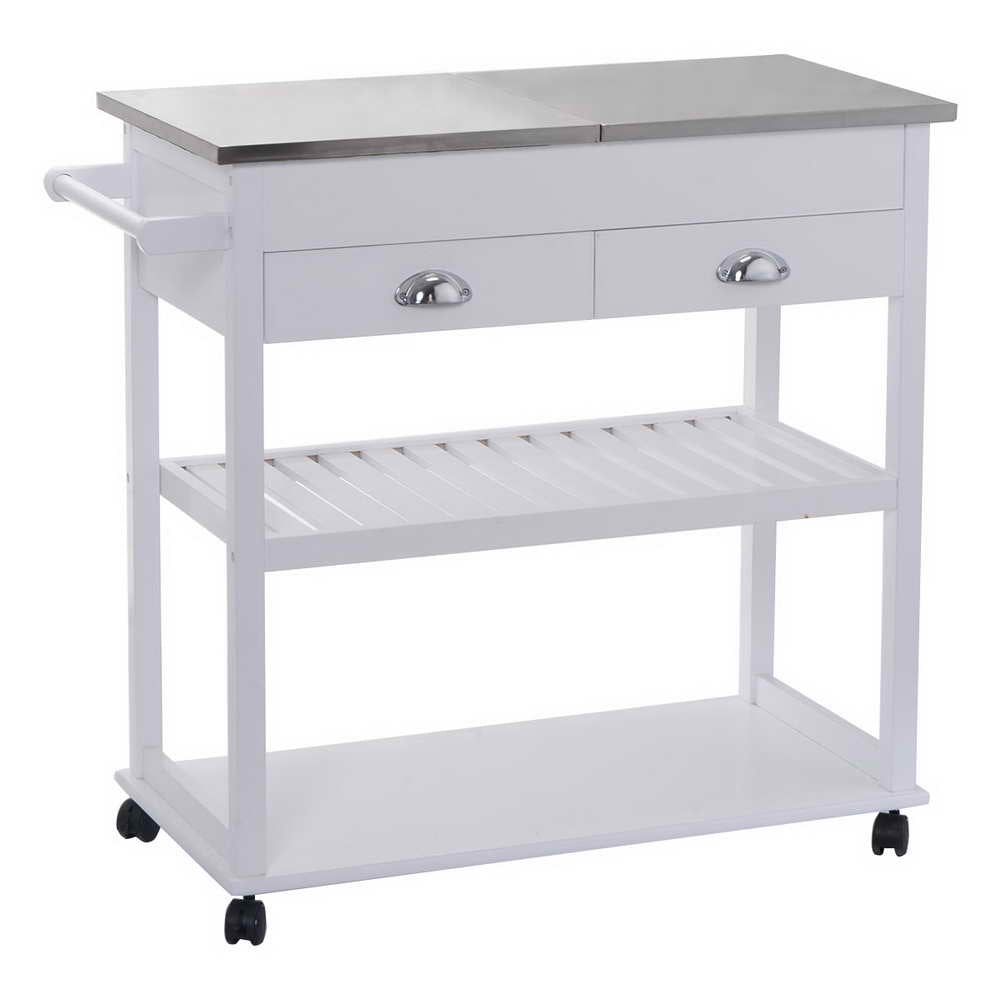 Topbuy Rolling Kitchen Island Flip Desktop Pushing Cart Trolley Utility w/ Drawers