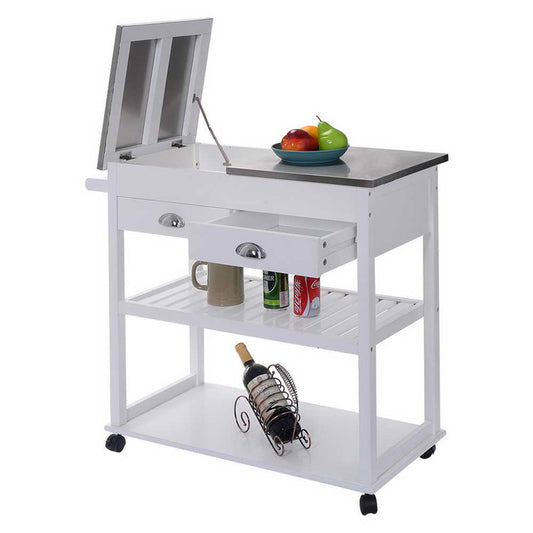 Topbuy Rolling Kitchen Island Flip Desktop Pushing Cart Trolley Utility w/ Drawers