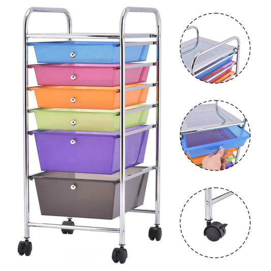 Topbuy 6 Drawer Scrapbook Paper Organizer Rolling Storage Cart for Office School Multicolor