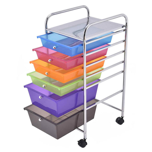 Topbuy 6 Drawer Scrapbook Paper Organizer Rolling Storage Cart for Office School Multicolor