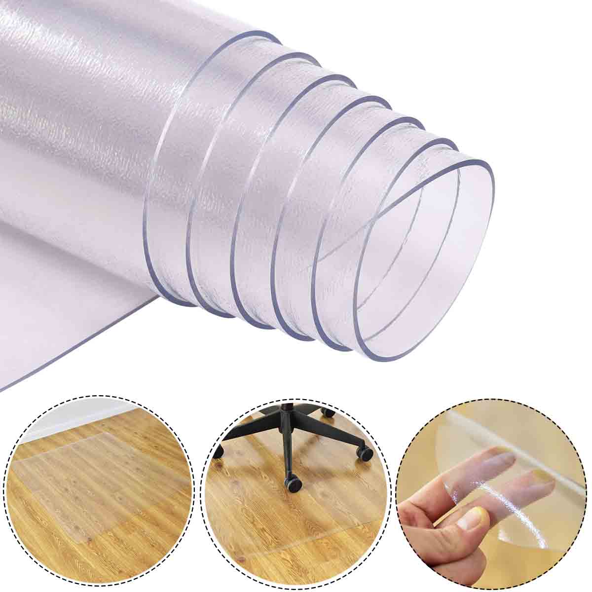 Topbuy 47'' x 47'' PVC Clear Floor Mat Under-chair Protector For Home Office