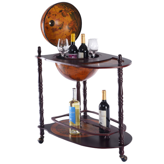 Topbuy Globe Wine Bar Stand 34'' H Global Italian Style Rack Liquor Bottle Shelf