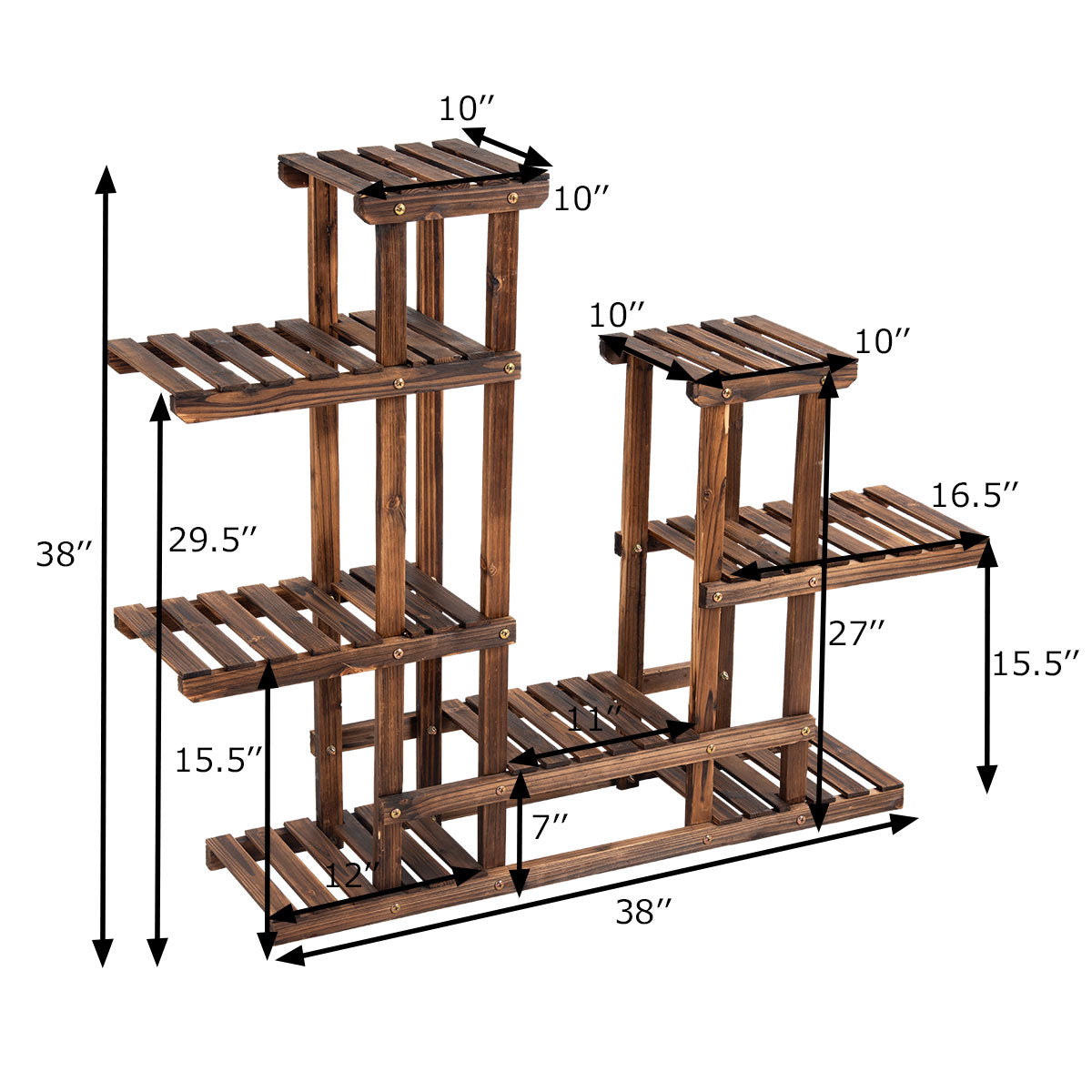 Topbuy Flower Display Wooden Garden 6Tier Plant Shelf