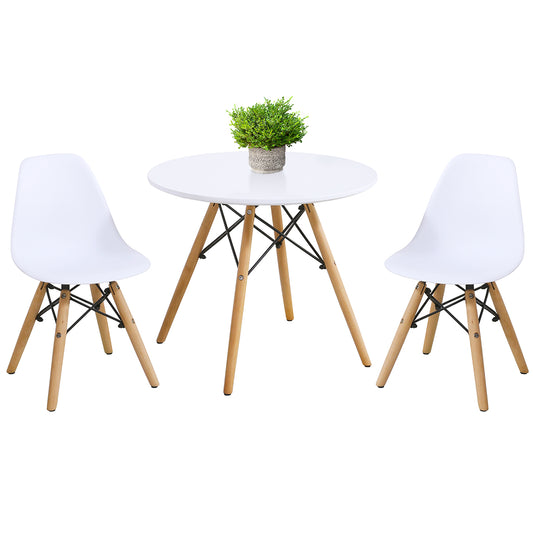 Topbuy Kids Table & 2 Chairs Set Solid Construction Mid-Century Dining Table Toddler