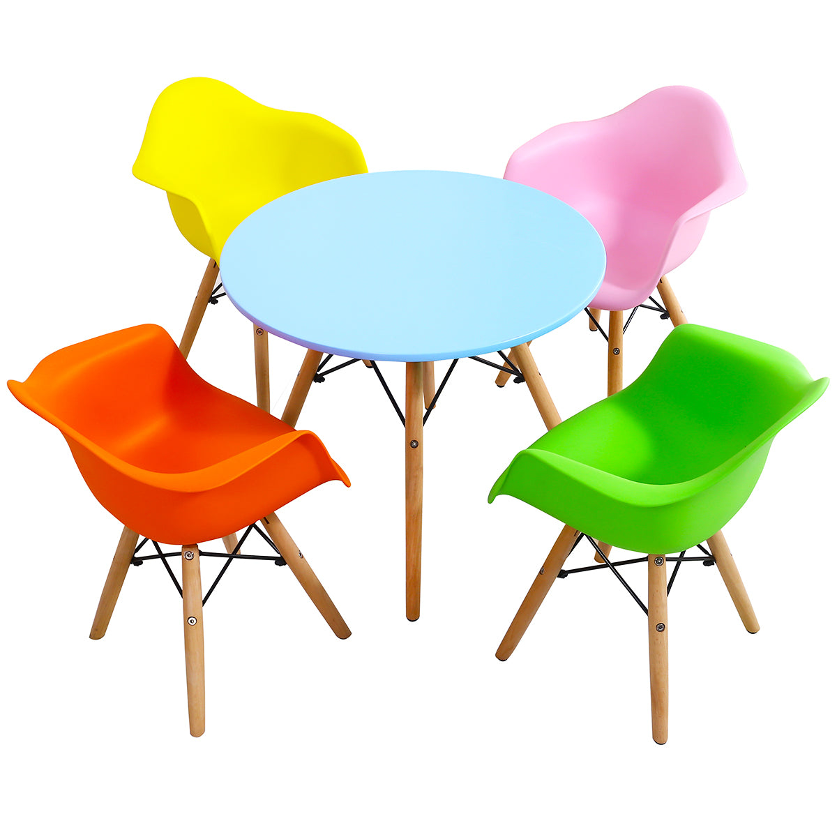 Topbuy 5PCS Kids Table Chair Set Solid Construction Toddler Dining Table