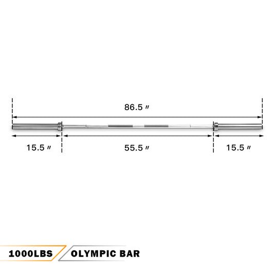 Topbuy 1000 lbs Olympic Chromed Bar Multipurpose Straight Weight Lifting Bar 7-Foot