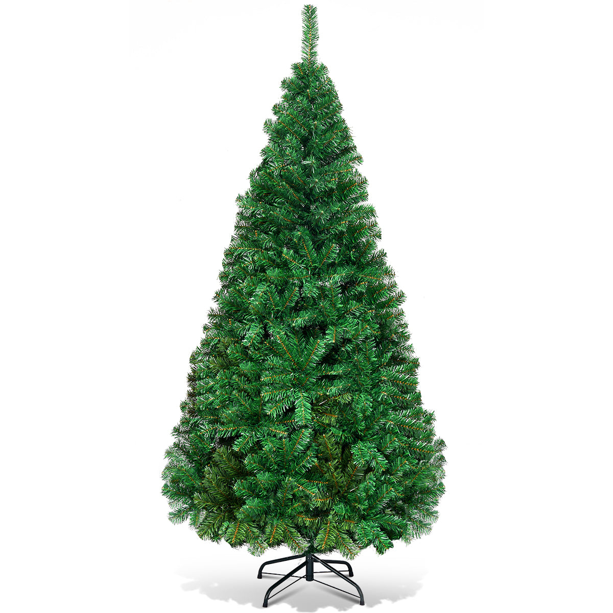 Topbuy 5/6/7/8ft Artificial Christmas Pine Tree Hinged PVC Branches with Solid Metal Legs (Green)