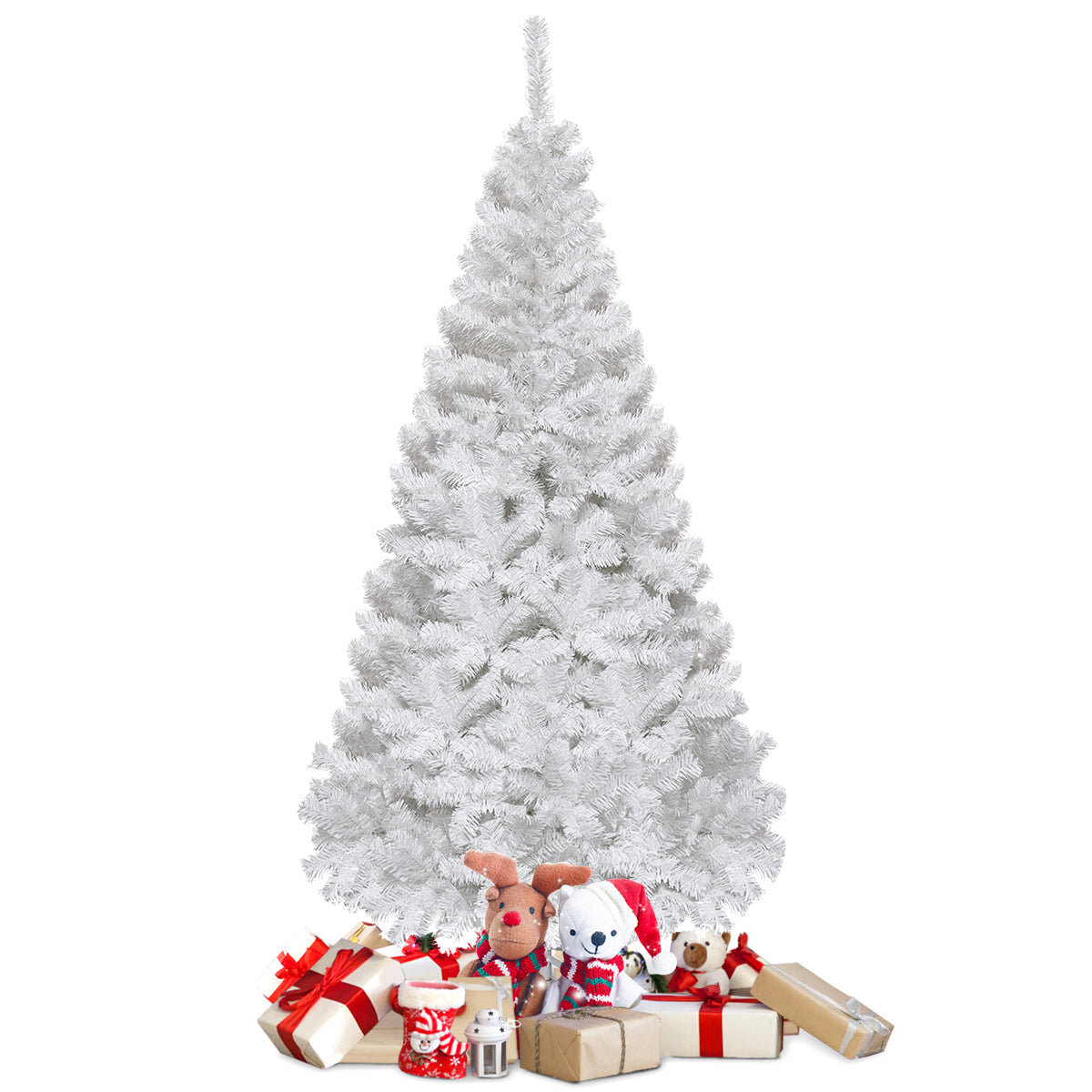 Topbuy 6' Artificial PVC Christmas Tree Basic Type Tree Holiday Season White