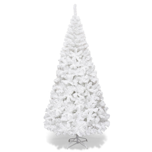 Topbuy 7' Artificial White PVC Christmas Tree Outdoor w/ Metal Stand and Anti-scratching Cover