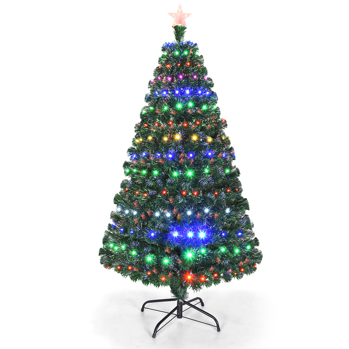 Topbuy 5' Pre-Lit Optical Fiber Tree Artificial Christmas Tree w/ Lights & Stand