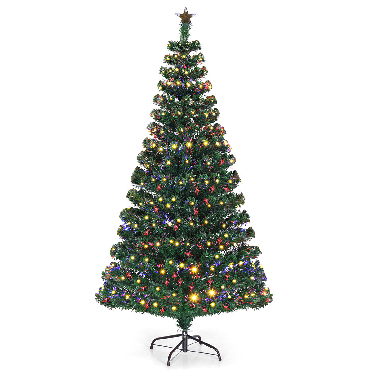 Topbuy 6' Pre-Lit Full-lamp Tree with Poleless Lamp Christmas Tree White/Warm White LED Light