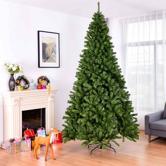 Topbuy 9ft PVC Artificial Christmas Tree 2132 Tips Premium Hinged Tips w/ Solid Metal Stand