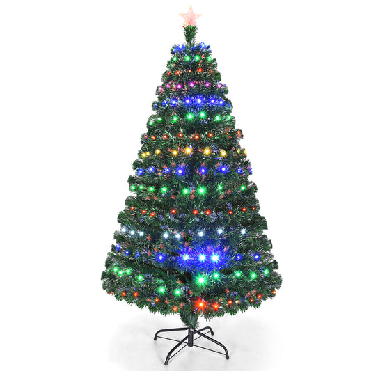 Topbuy 6' Pre-Lit Optical Fiber Artificial Christmas Tree w/ Multicolor LED Lights & Stand