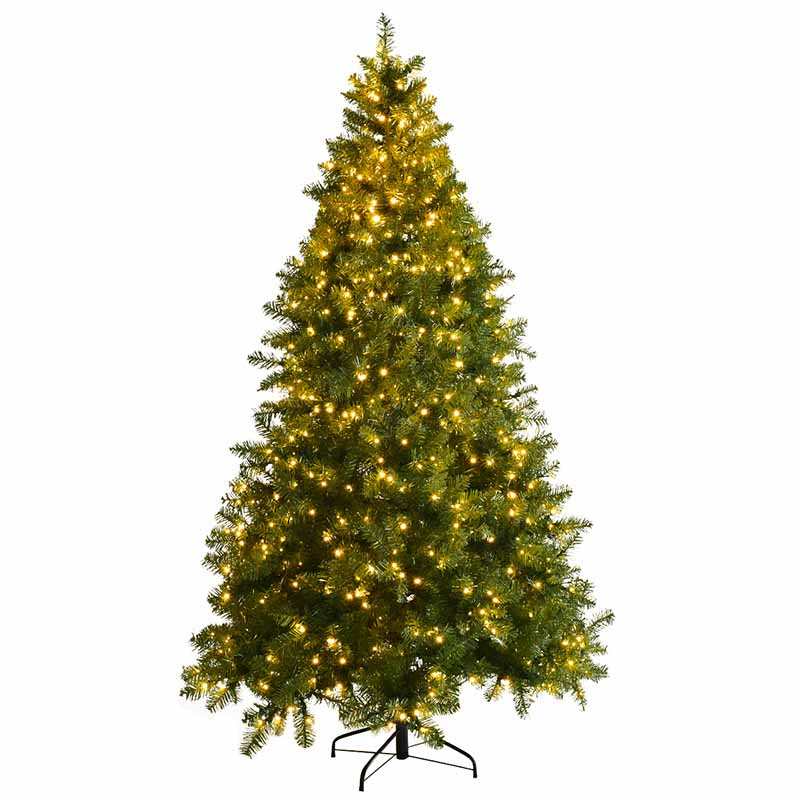 Topbuy 8' Spruce Hinged Tree Pre-Lit Artificial PVC Christmas Tree w/ 880 LED Lights