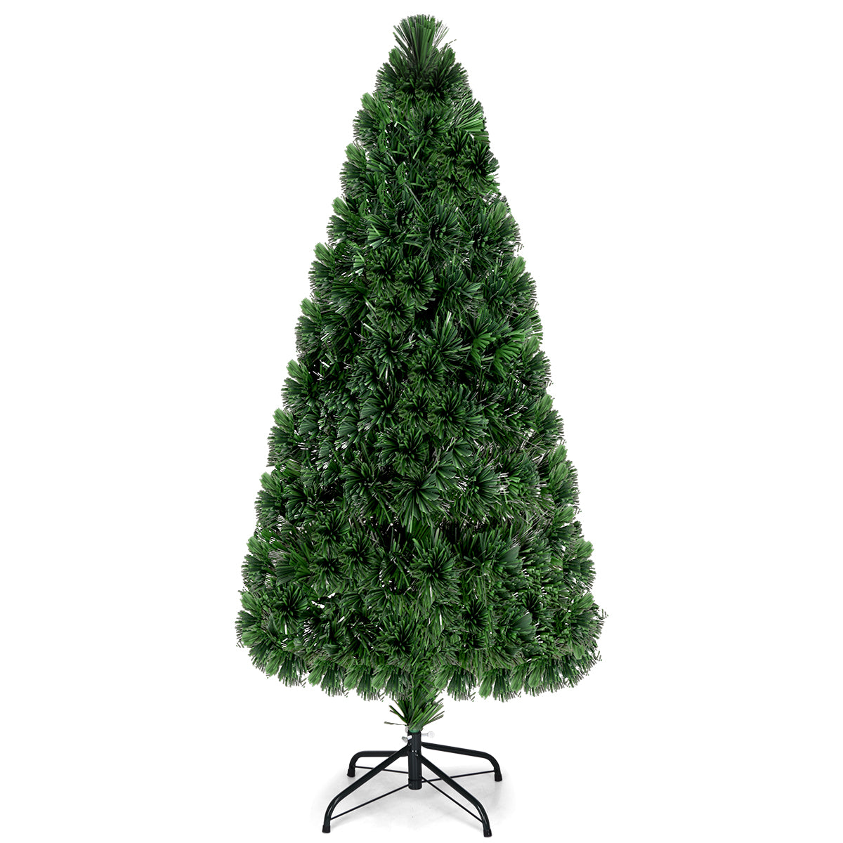 Topbuy 6' Pre-Lit Fiber Optic Artificial PVC Christmas Tree w/ Metal Stand (Indoor/Outdoor)