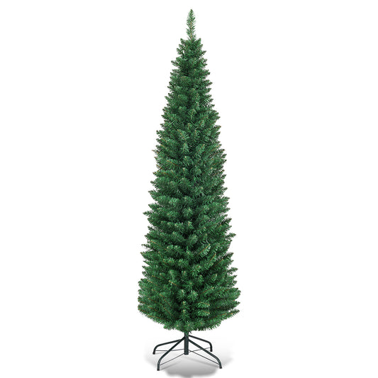 Topbuy 5FT Slim PVC Artificial Pencil Christmas Tree Home Holiday Decor Green