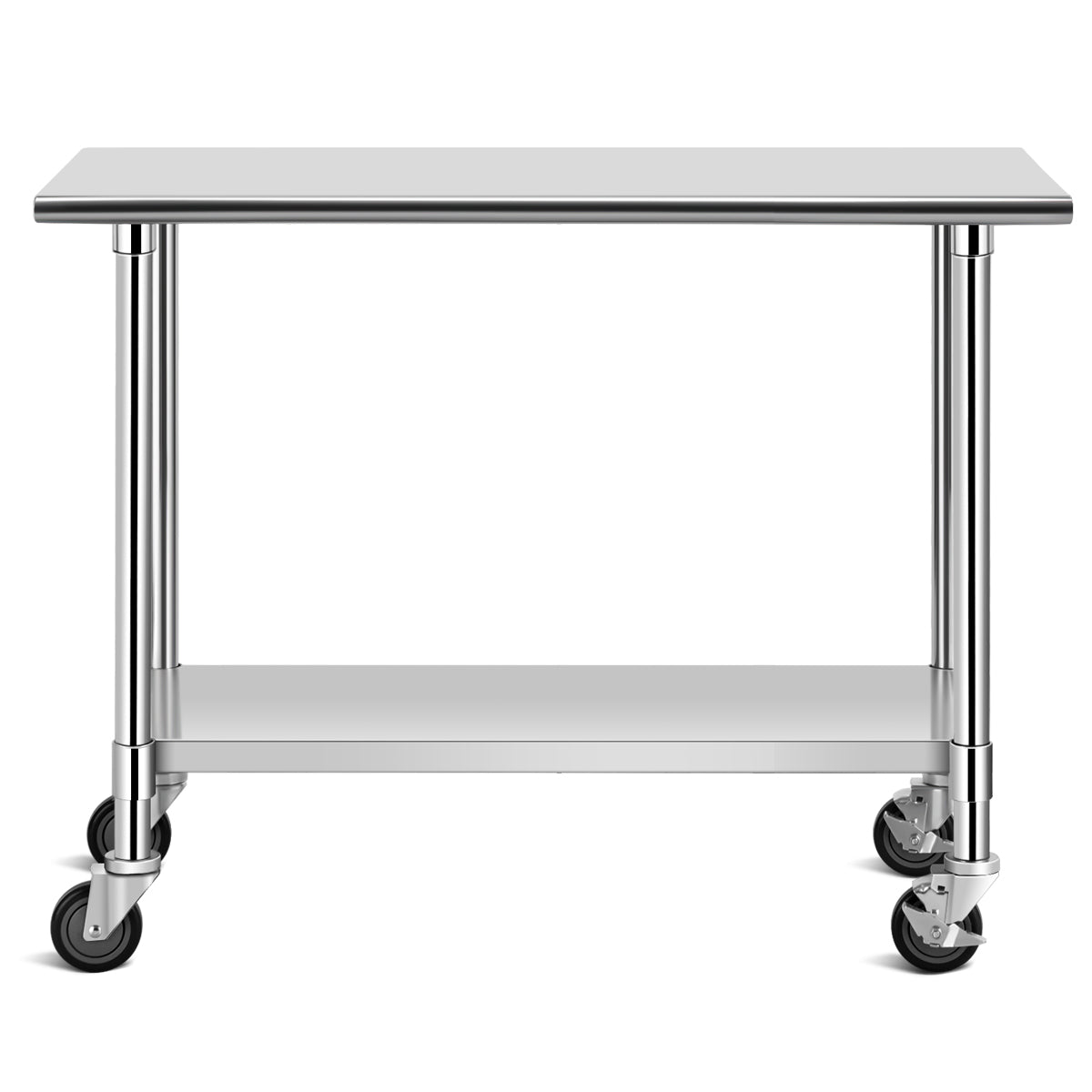 Topbuy 48'' x 24'' NSF Stainless Steel Kitchen Prep & Work Table Commercial Cart w/ 4 Casters