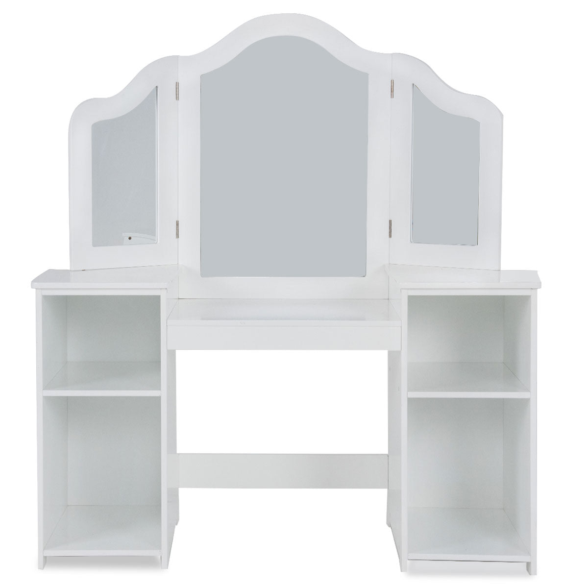 Topbuy Children's Dressing Table Kid Size Vanity Mirror Unit w/ Tri-folding Mirror & Removable Top White