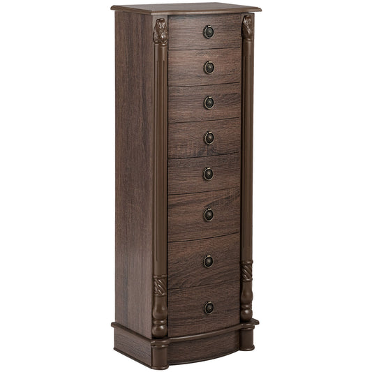 Topbuy Jewelry 7 Drawers Armoire Cabinet Chest Box Jewelry Organizer w/ Mirror Walnut