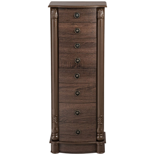 Topbuy Jewelry 7 Drawers Armoire Cabinet Chest Box Jewelry Organizer w/ Mirror Walnut