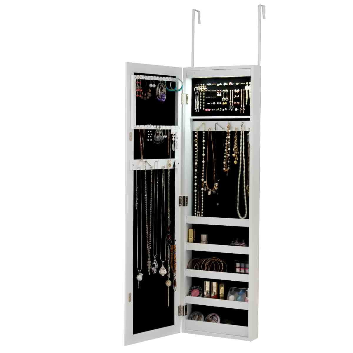 Topbuy LED Jewelry Cabinet Standing Armoire Organizer w/  Fine Edge Full Size Mirror