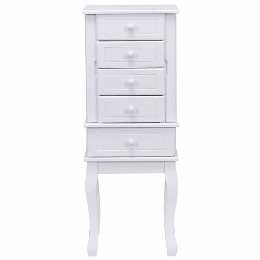 Topbuy White Jewelry Cabinet Armoire Cambered Front Storage Chest Stand Organizer