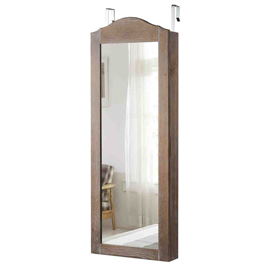 Topbuy Swing Door Jewelry Cabinet Wall/Door Mounted Rustic Armoire Organizer with Mirror