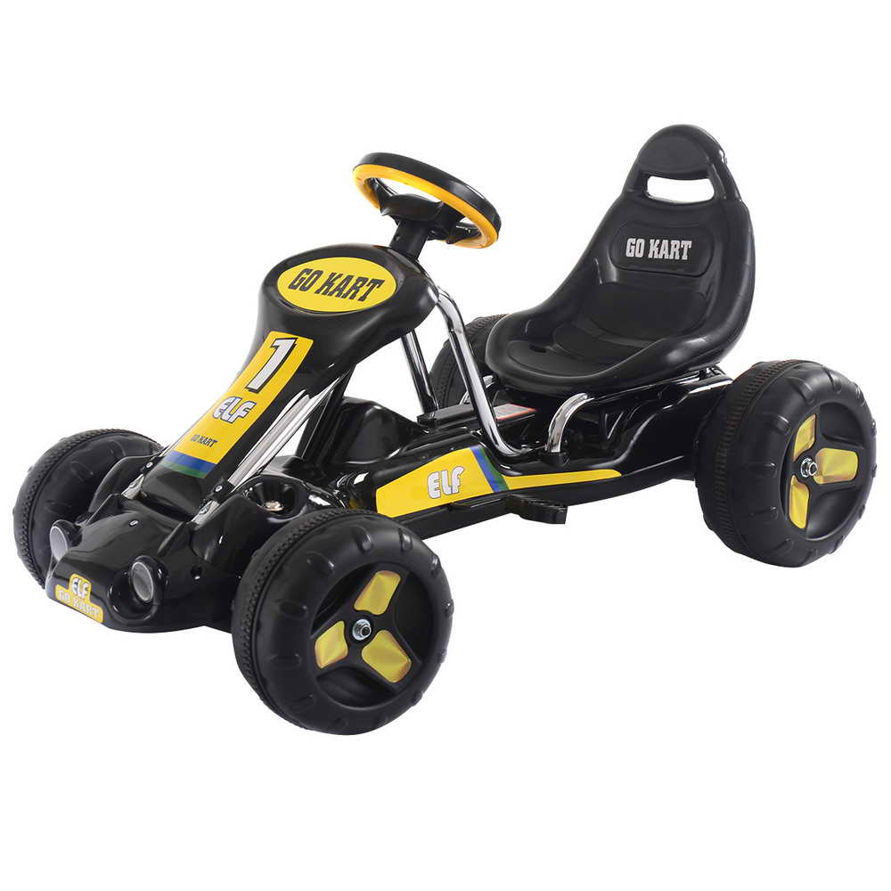 Topbuy Go Kart Kids Ride On Car 4 Wheel Racer Pedal Powered Drive Outdoor Black/Red/Yellow