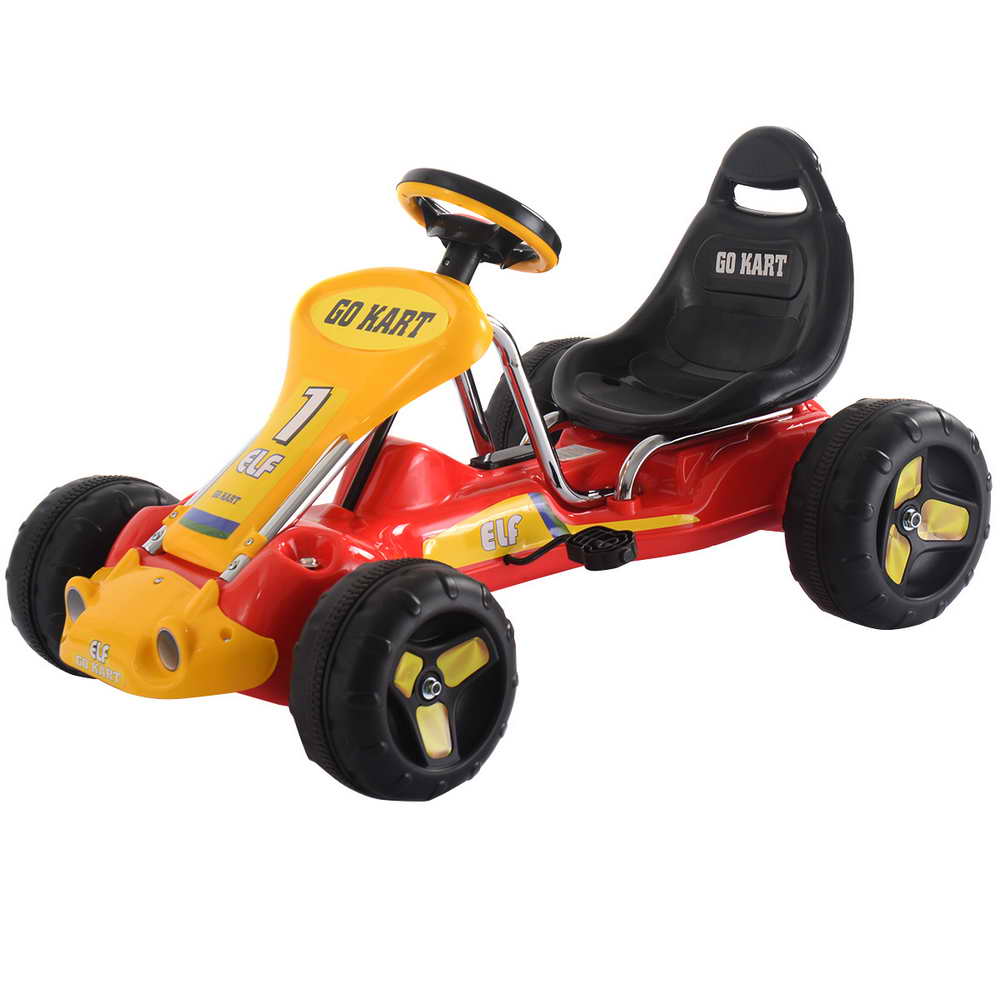 Topbuy Go Kart Kids Ride On Car 4 Wheel Racer Pedal Powered Drive Outdoor Black/Red/Yellow