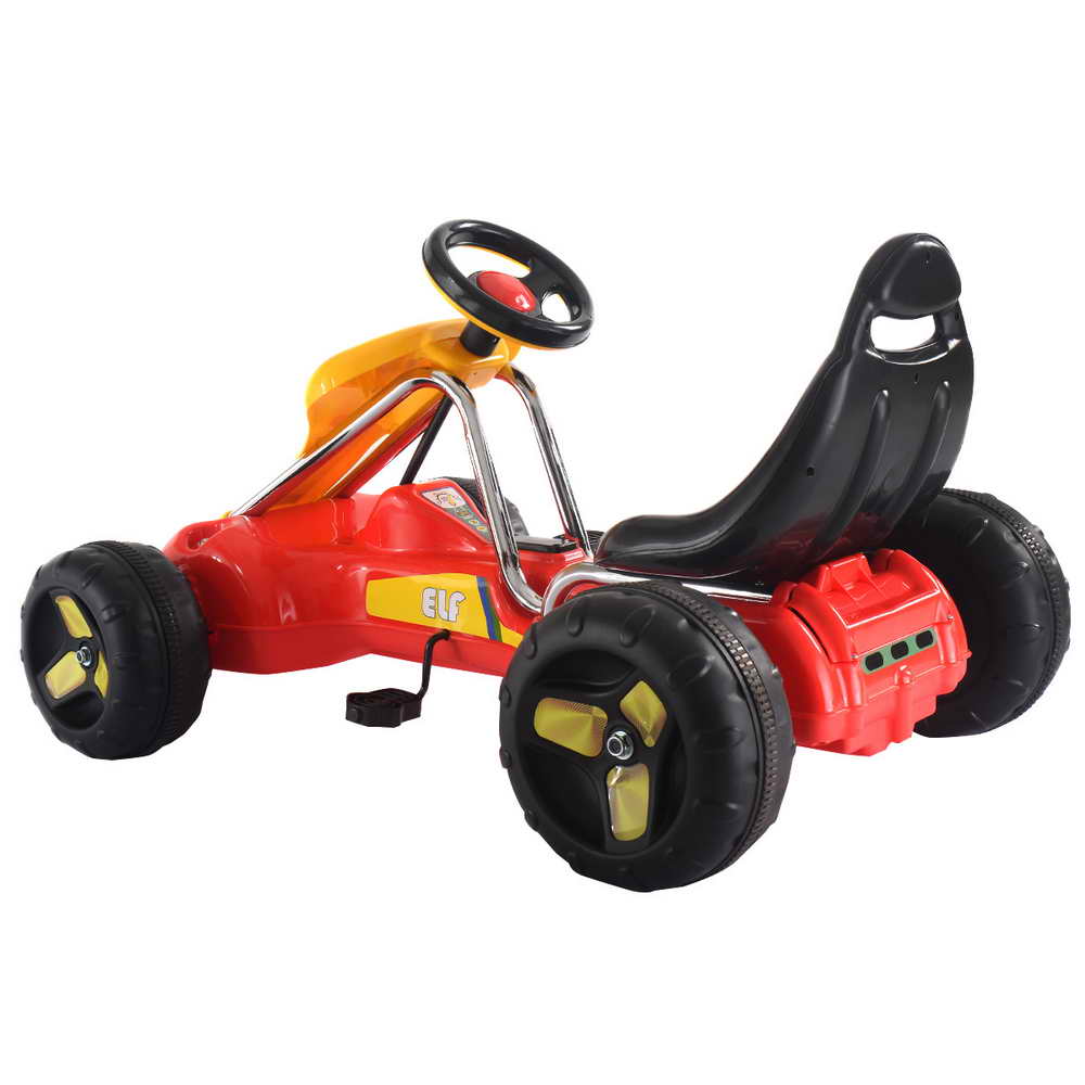 Topbuy Go Kart Kids Ride On Car 4 Wheel Racer Pedal Powered Drive Outdoor Black/Red/Yellow