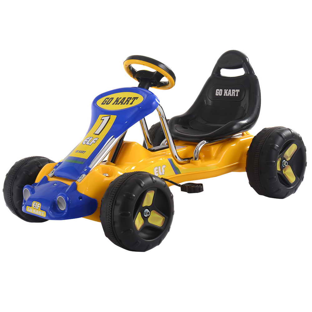 Topbuy Go Kart Kids Ride On Car 4 Wheel Racer Pedal Powered Drive Outdoor Black/Red/Yellow