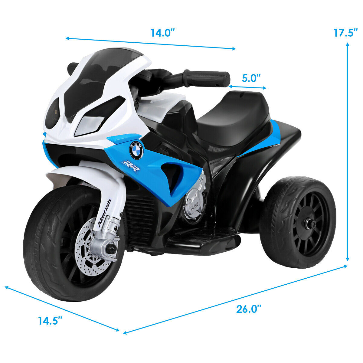 Topbuy 3 Wheels Bicycle 6V Electric Kids Ride On Motorcycle BMW Licensed Car w/ Music&Light Black/Blue/Red