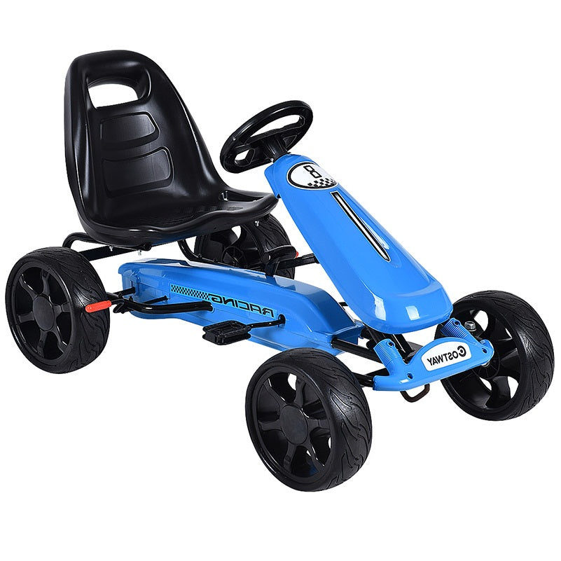 Topbuy Go Kart Kids Bike Ride on Toys with 4 Wheels and Aadjustabl Seat Black/Blue/Pink/Red