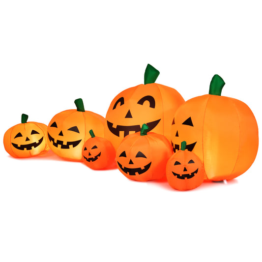 Topbuy 7.5FT Air-blow 7 Pumpkins Patch Inflatable Pumpkins Set w/ Energy-saving LED & Adapter Halloween Decoration