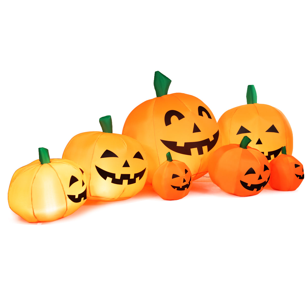 Topbuy 7.5FT Air-blow 7 Pumpkins Patch Inflatable Pumpkins Set w/ Energy-saving LED & Adapter Halloween Decoration