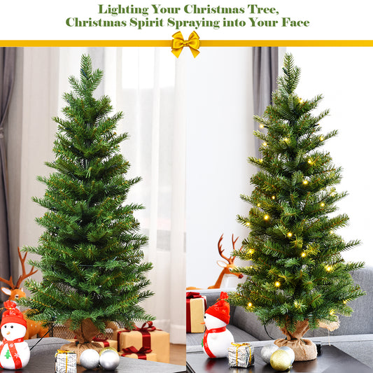 Topbuy 3' Tabletop Christmas Tree Pre-Lit Warm White LED Battery Operated w/ Lights & Timer