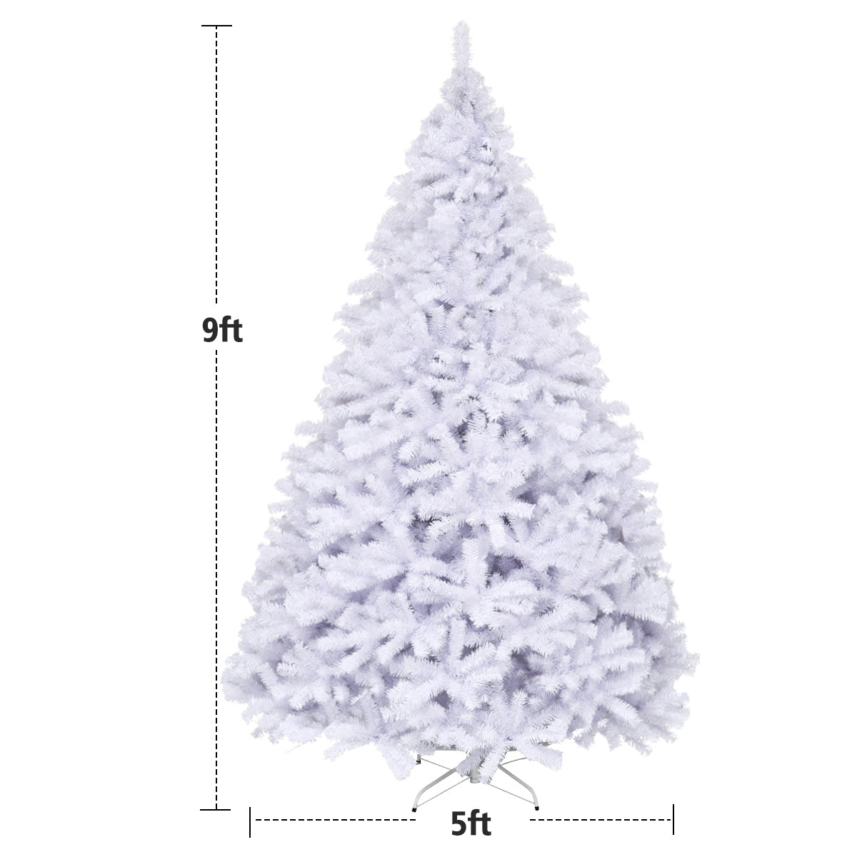 Topbuy 9ft White Christmas Pine Tree Hinged Artificial Decoration w/ 2132 Tips & Metal Stand