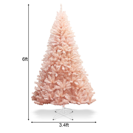 Topbuy 6ft Pink Artificial Christmas Tree 617 Hinged tips w/ Metal Stand Holiday Season