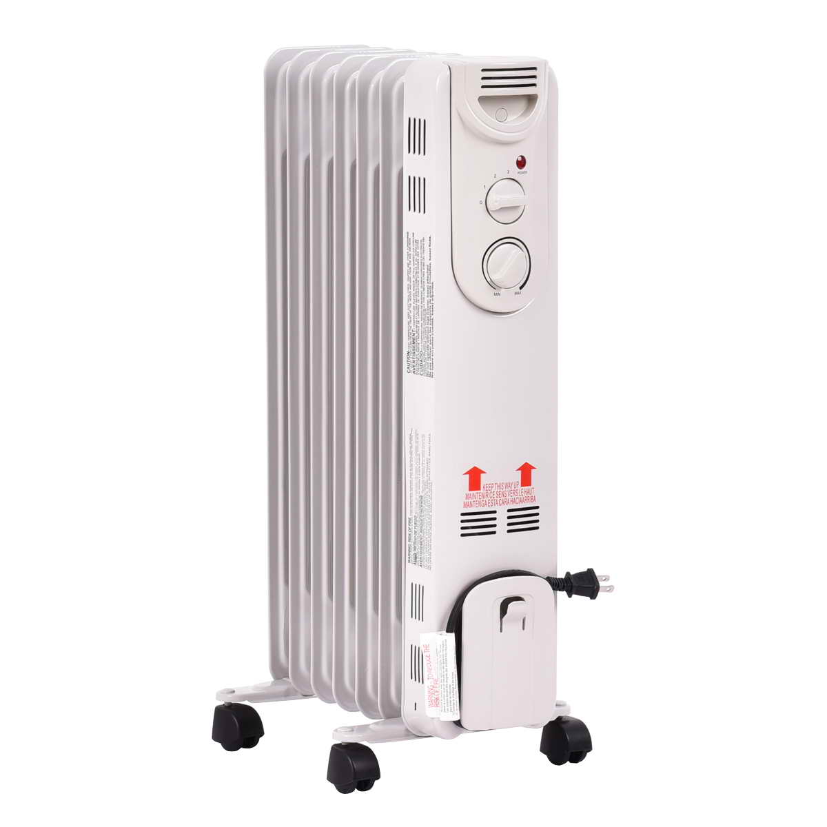 Topbuy 1500W Oil Filled Radiator  5-Fin Thermostat Room Radiant Electric Space Heater