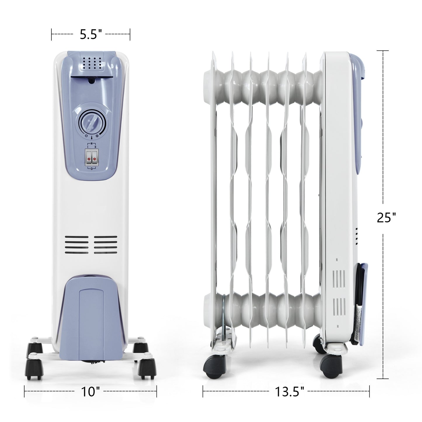 Topbuy 1500W Oil Filled Radiator  7-Fin Thermostat Room Radiant Electric Space Heater