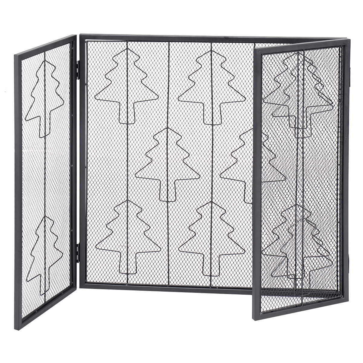 Topbuy 3 Panel Steel Fireplace Screen Folding Doors Heavy Duty Steel Christmas Home