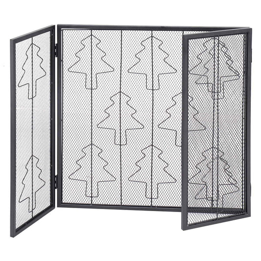 Topbuy 3 Panel Steel Fireplace Screen Folding Doors Heavy Duty Steel Christmas Home