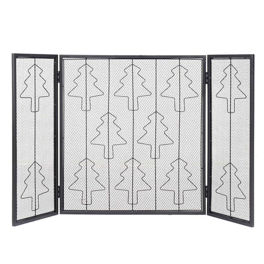 Topbuy 3 Panel Steel Fireplace Screen Folding Doors Heavy Duty Steel Christmas Home