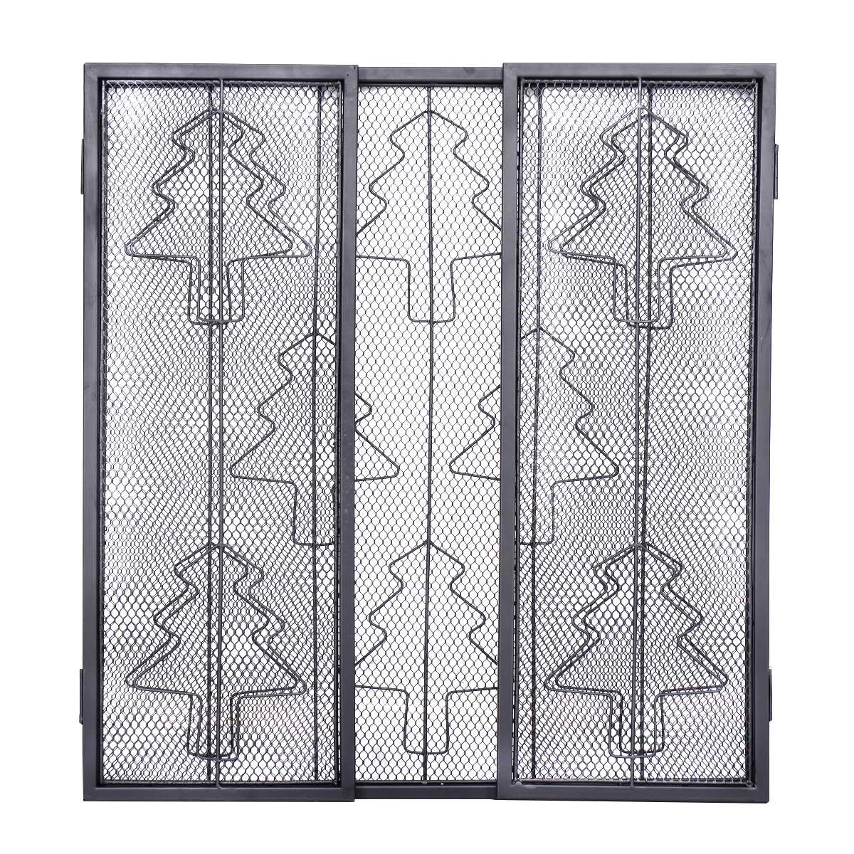 Topbuy 3 Panel Steel Fireplace Screen Folding Doors Heavy Duty Steel Christmas Home